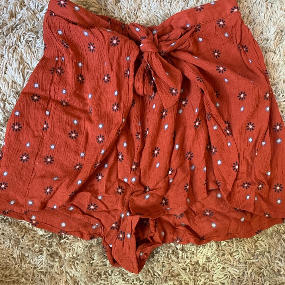 red flower shorts